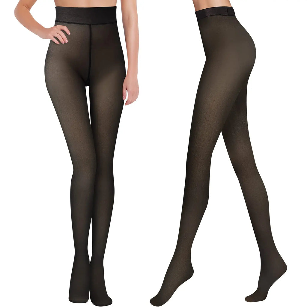 Fleece Lined Translucent Elastic Winter Thermal Leggings