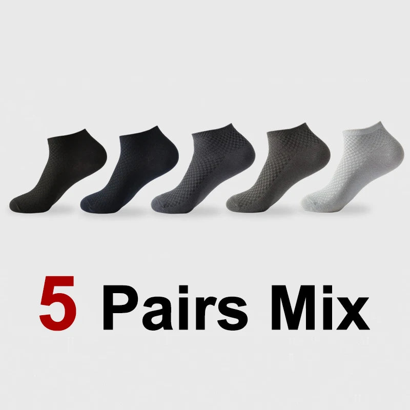Bamboo Fiber Low Cut Ankle Socks Five Pair Set