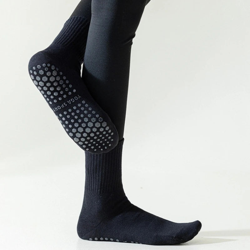 Cotton Polyester Non Slip Yoga Pilates Fitness Mid Tube Socks