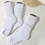 Polyester Elastane Pleated Mid Length Women Casual Socks