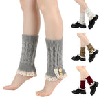 Polyester Elastane Knit Button Lace Leg Warmers