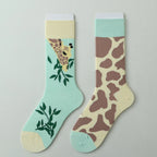 Cotton Blend Giraffe Print Casual Mid Calf Socks