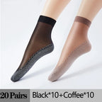 Thin Nylon Lace Transparent Socks Women Breathable Non Slip Cotton Bottom