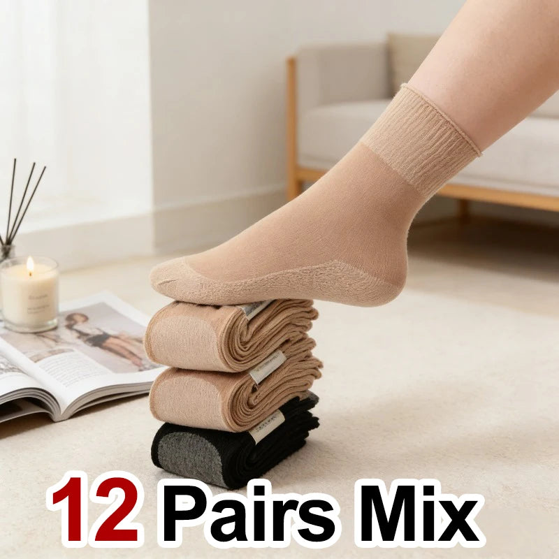 12 Pairs Non Binding Nylon Elastane Crew Socks for Sensitive Feet