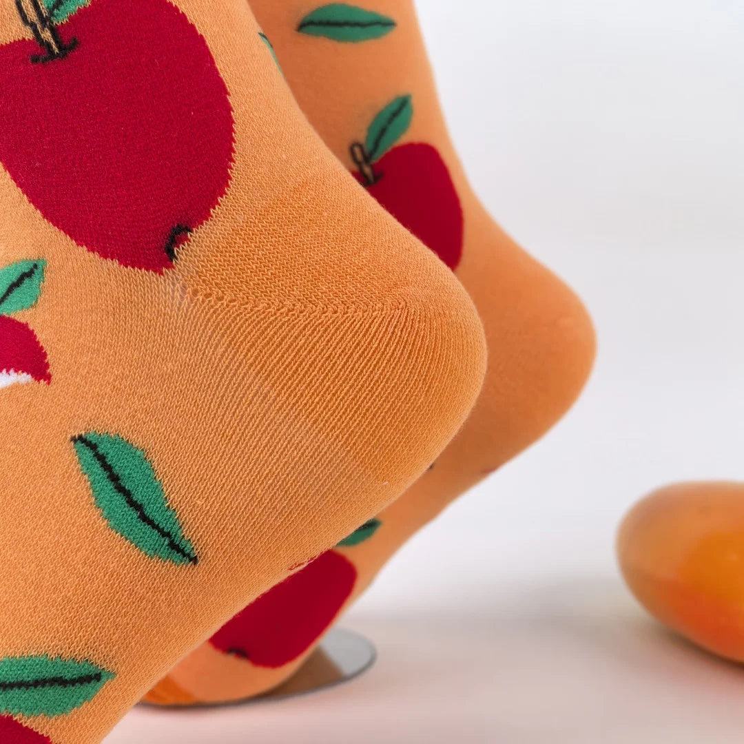 Cotton Blend Apple Print Mid Calf Casual Socks - 6