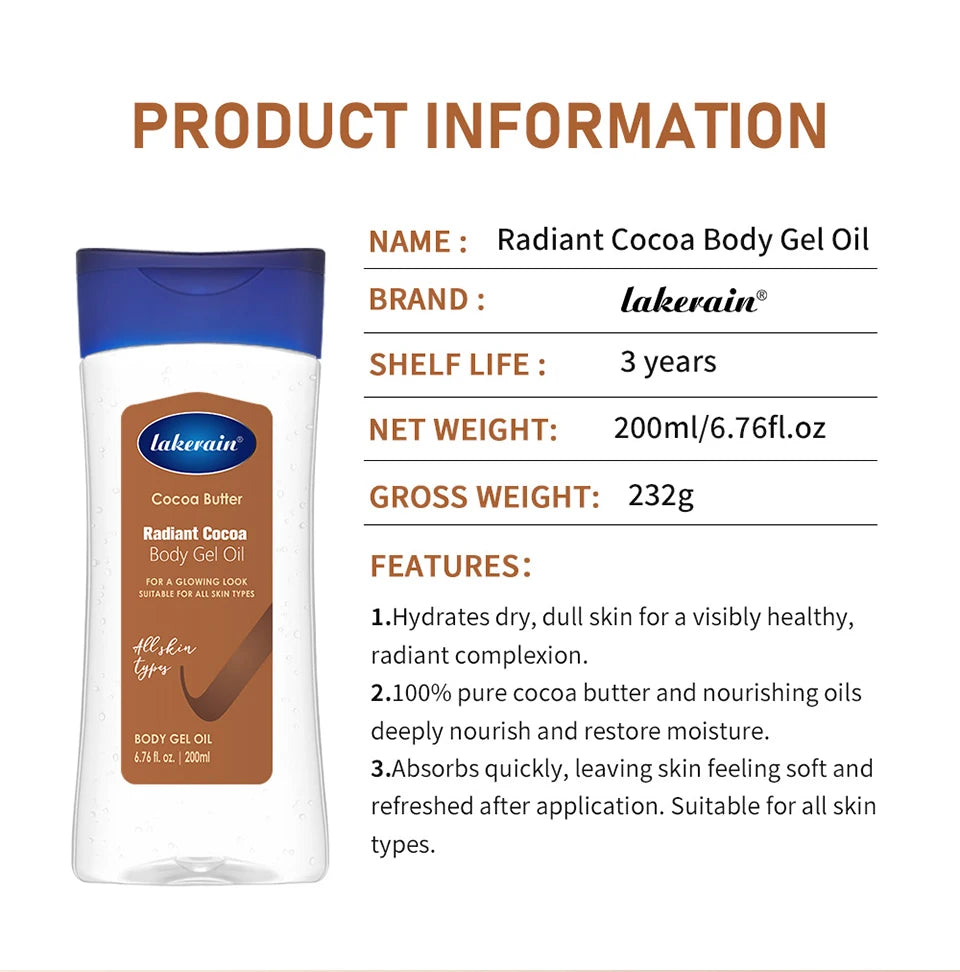 Cocoa Butter Body Gel Oil Moisturizing Skincare Treatment 200ml - 17
