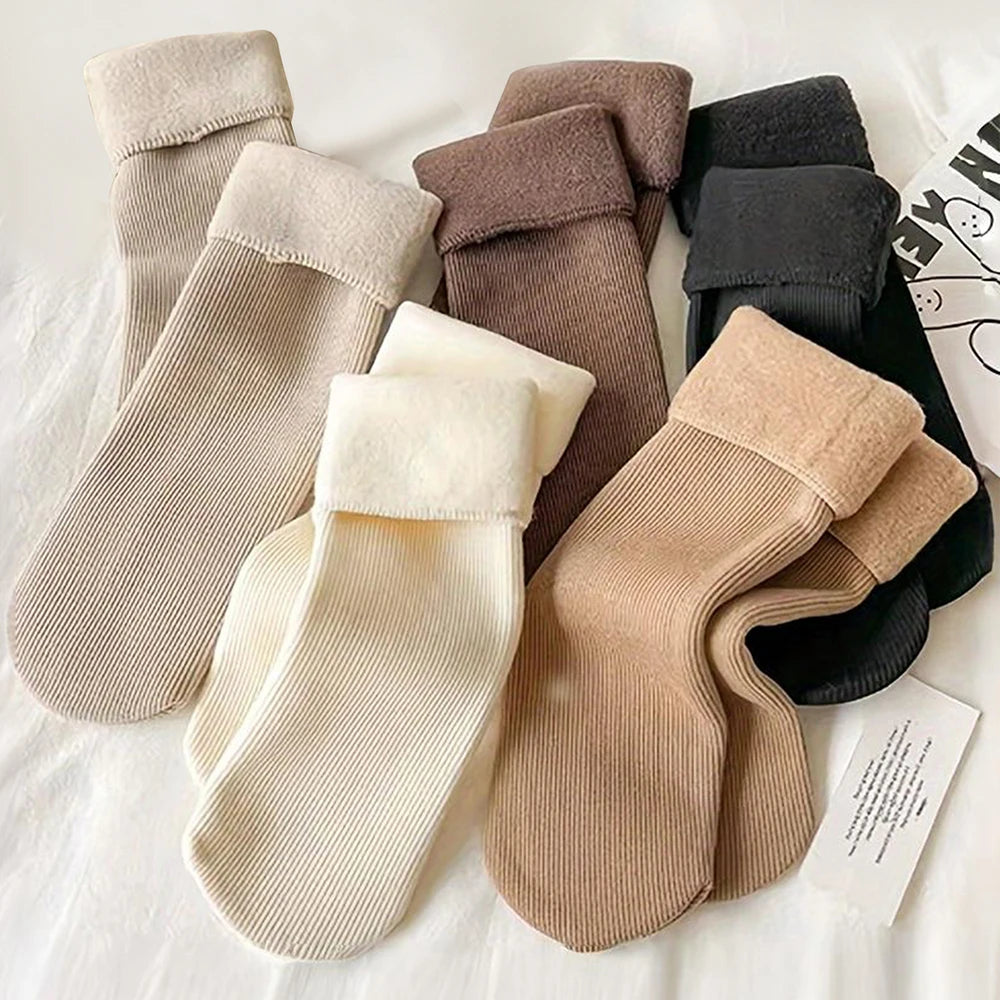 Thickened Thermal Women Socks Polyester Spandex Blend