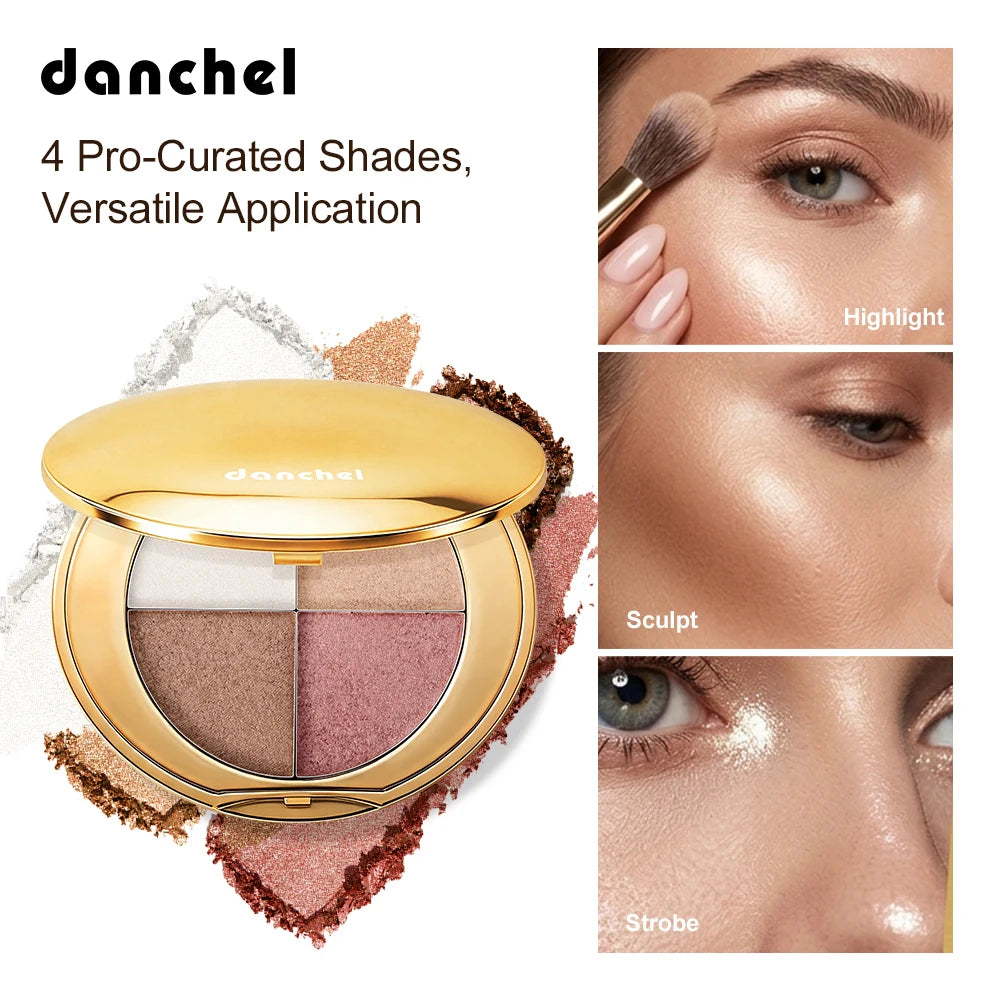 Powder Highlighter and Bronzer Face Makeup Palette - 1
