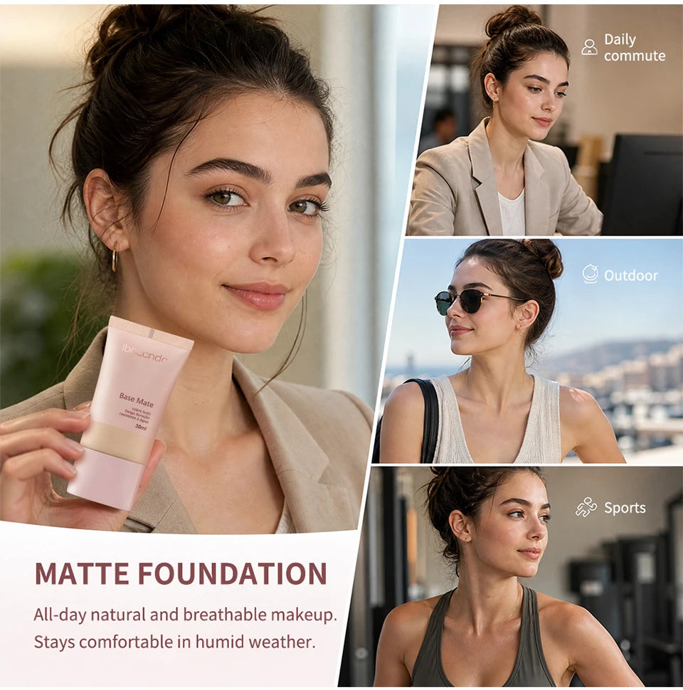 Liquid Matte Foundation Natural Waterproof Coverage Face Makeup
