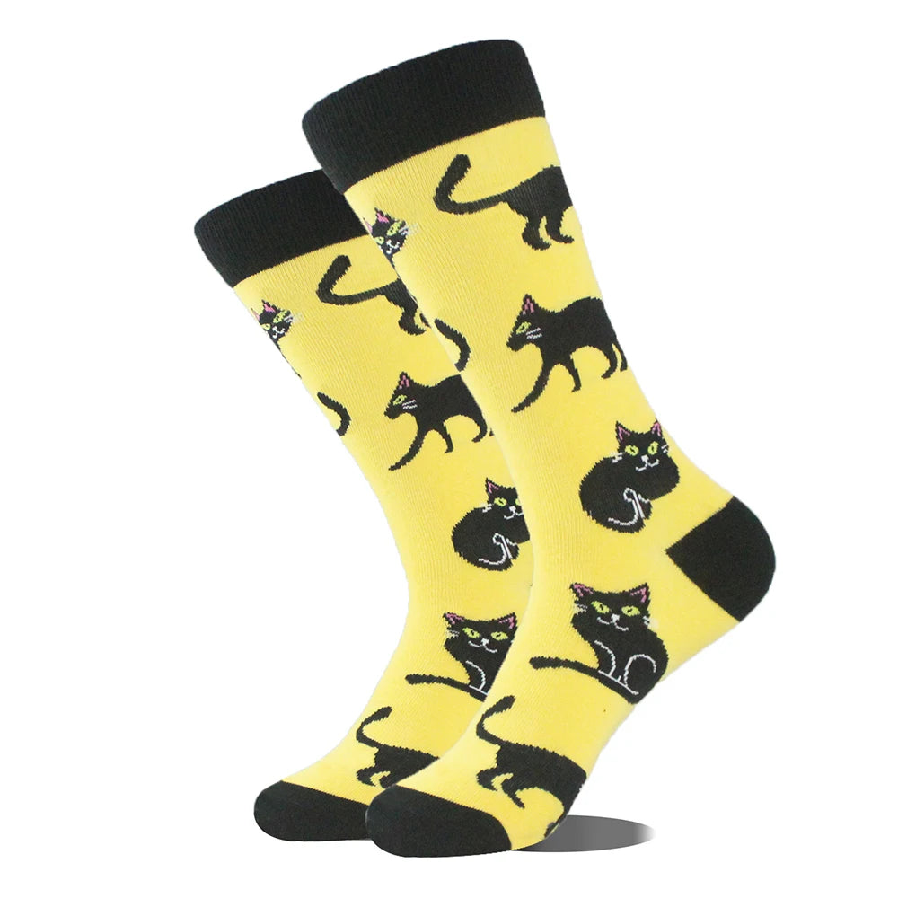 Cotton Cat Pattern Mid Tube Casual Socks