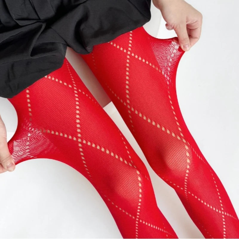 Nylon Geometric Pattern Mesh Tights