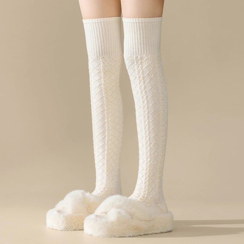 Wool Blend Knit Knee High Socks - 10