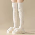 Wool Blend Knit Knee High Socks