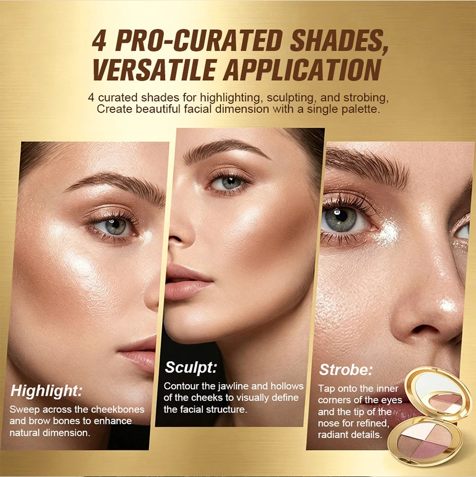 Powder Highlighter and Bronzer Face Makeup Palette