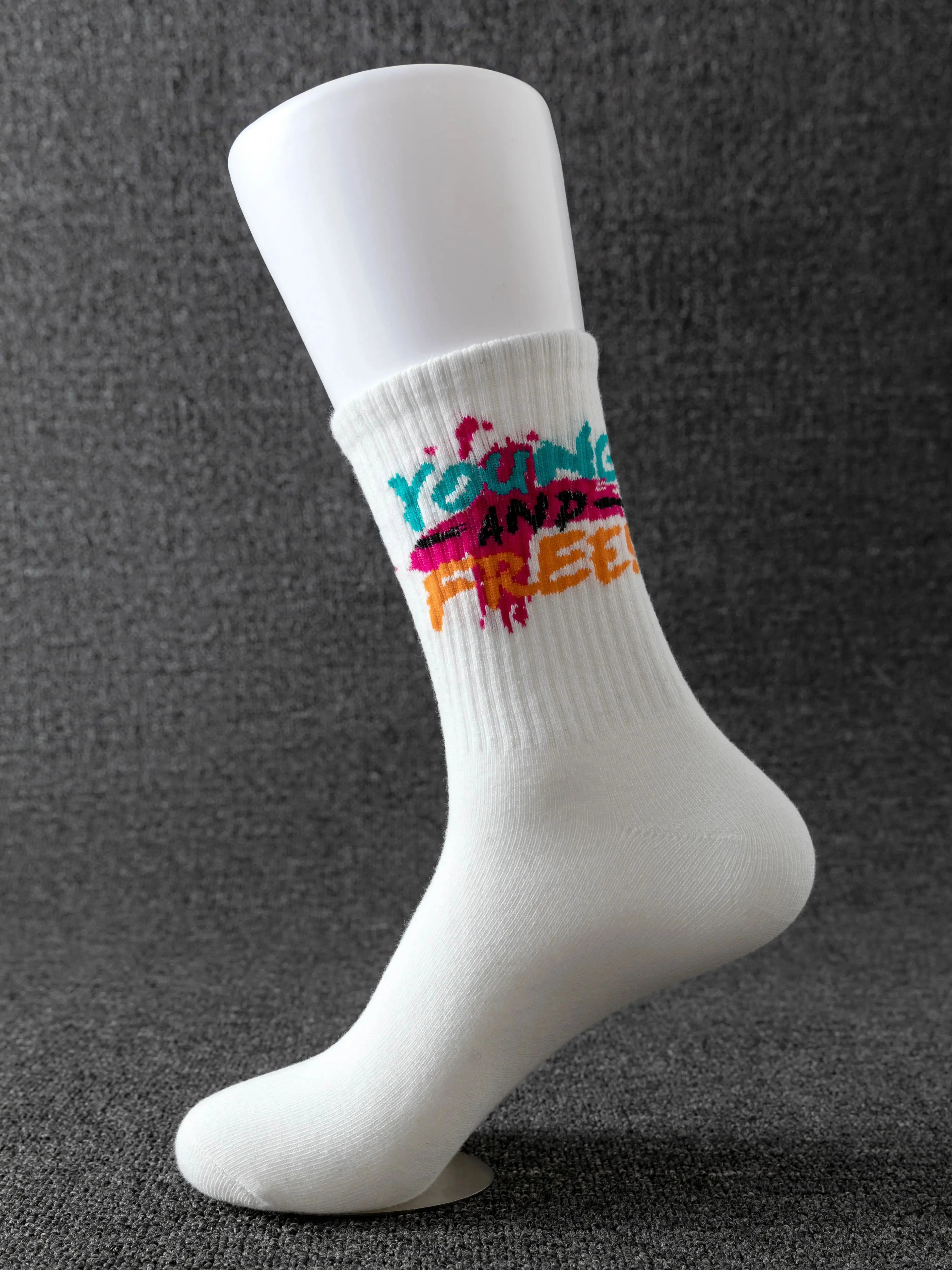 Polyester Elastane Mens Graffiti Crew Socks 10 Pairs - 8