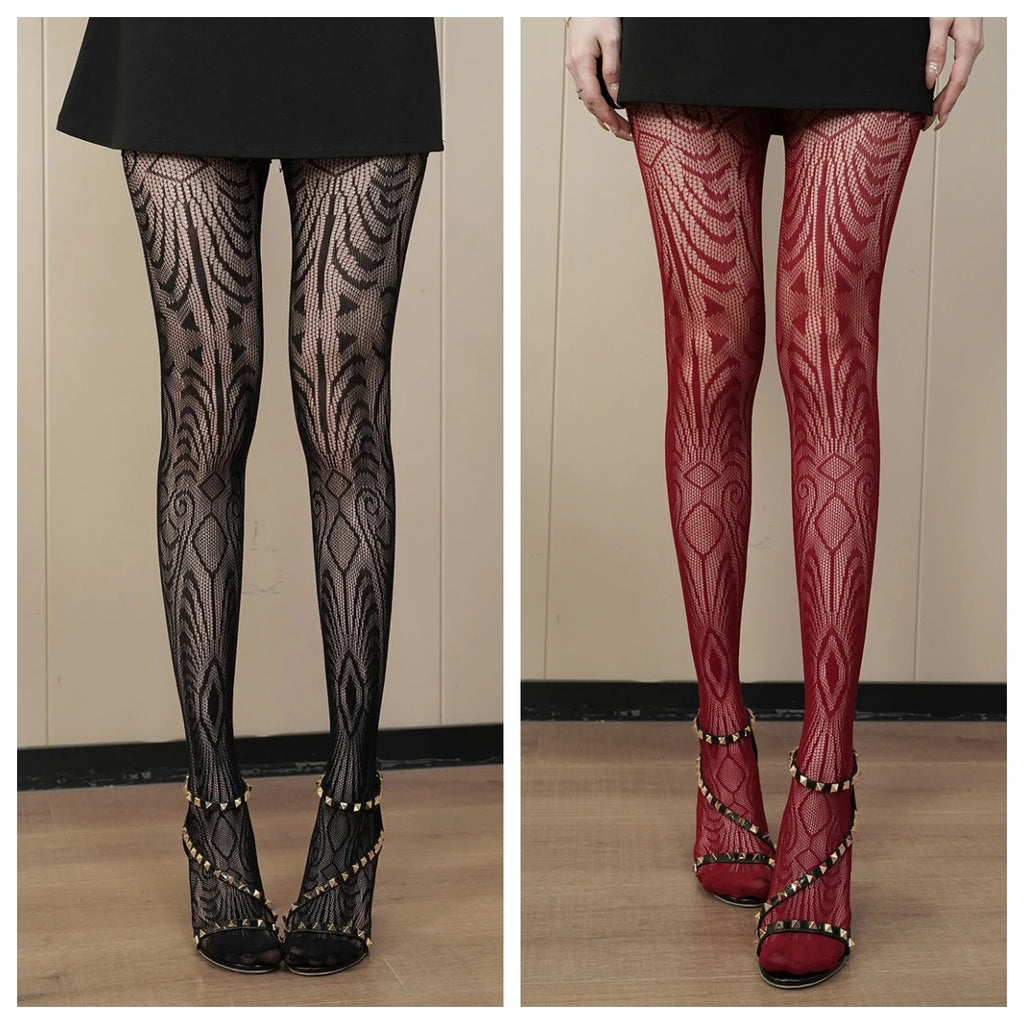 Floral Pattern Nylon Mesh Pantyhose Stockings