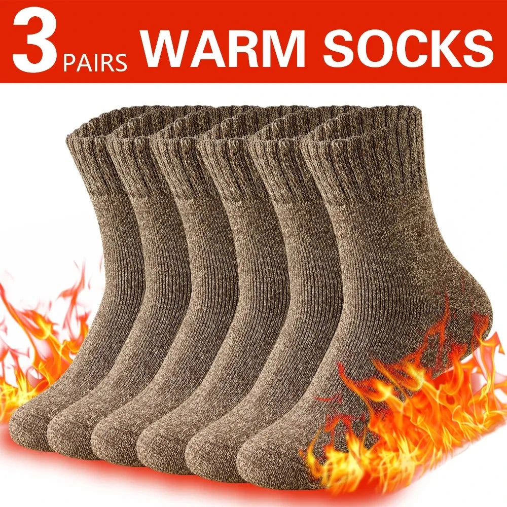 Polyester Elastane Knit Crew Socks Three Pair Set