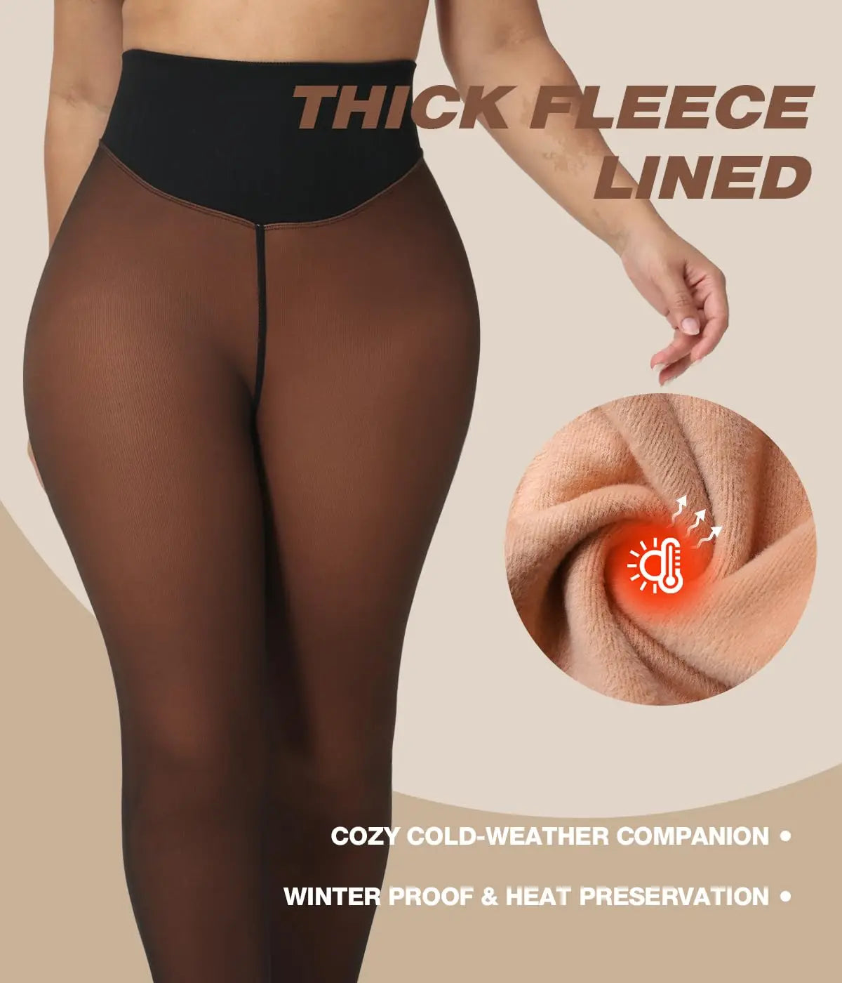 Fleece Lined Translucent High Waisted Thermal Tights