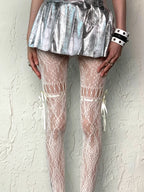 Nylon Bowknot Mesh Hollowed Out Pantyhose