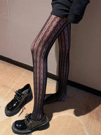 Floral Jacquard Nylon Elastane Mesh Stockings