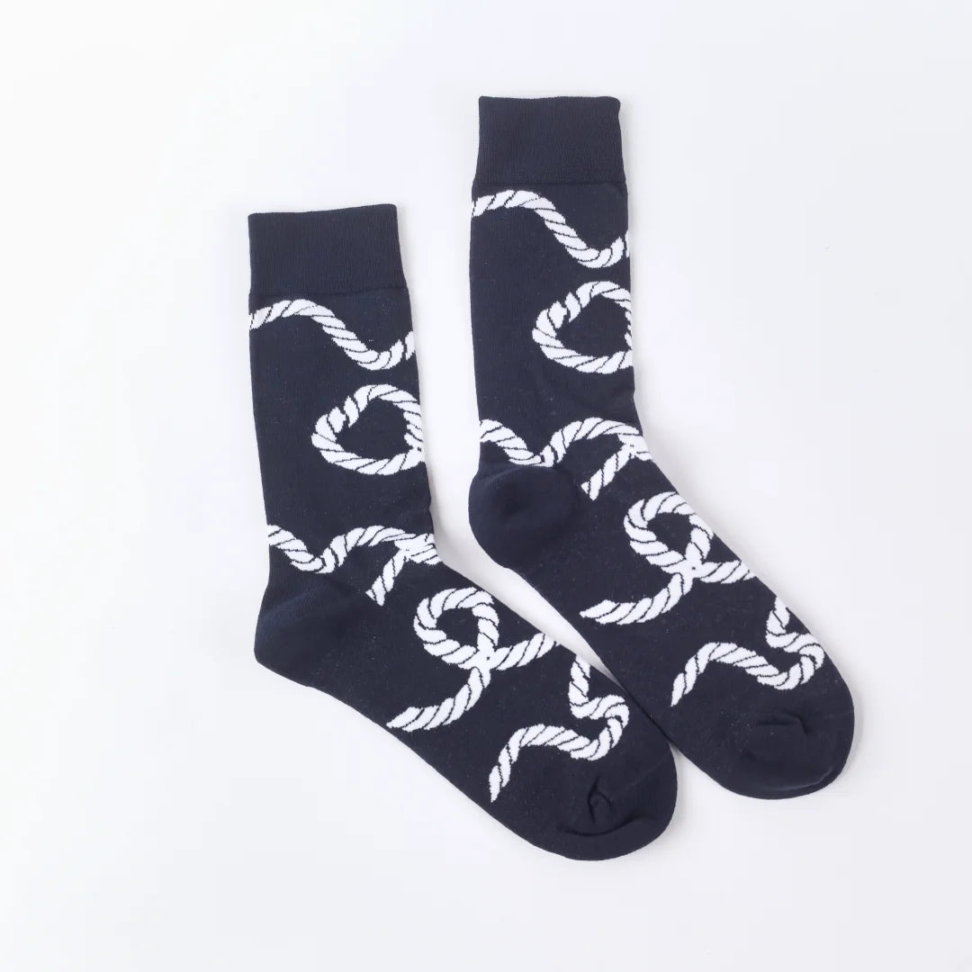 Cotton Blend Rope Pattern Mid Calf Crew Socks