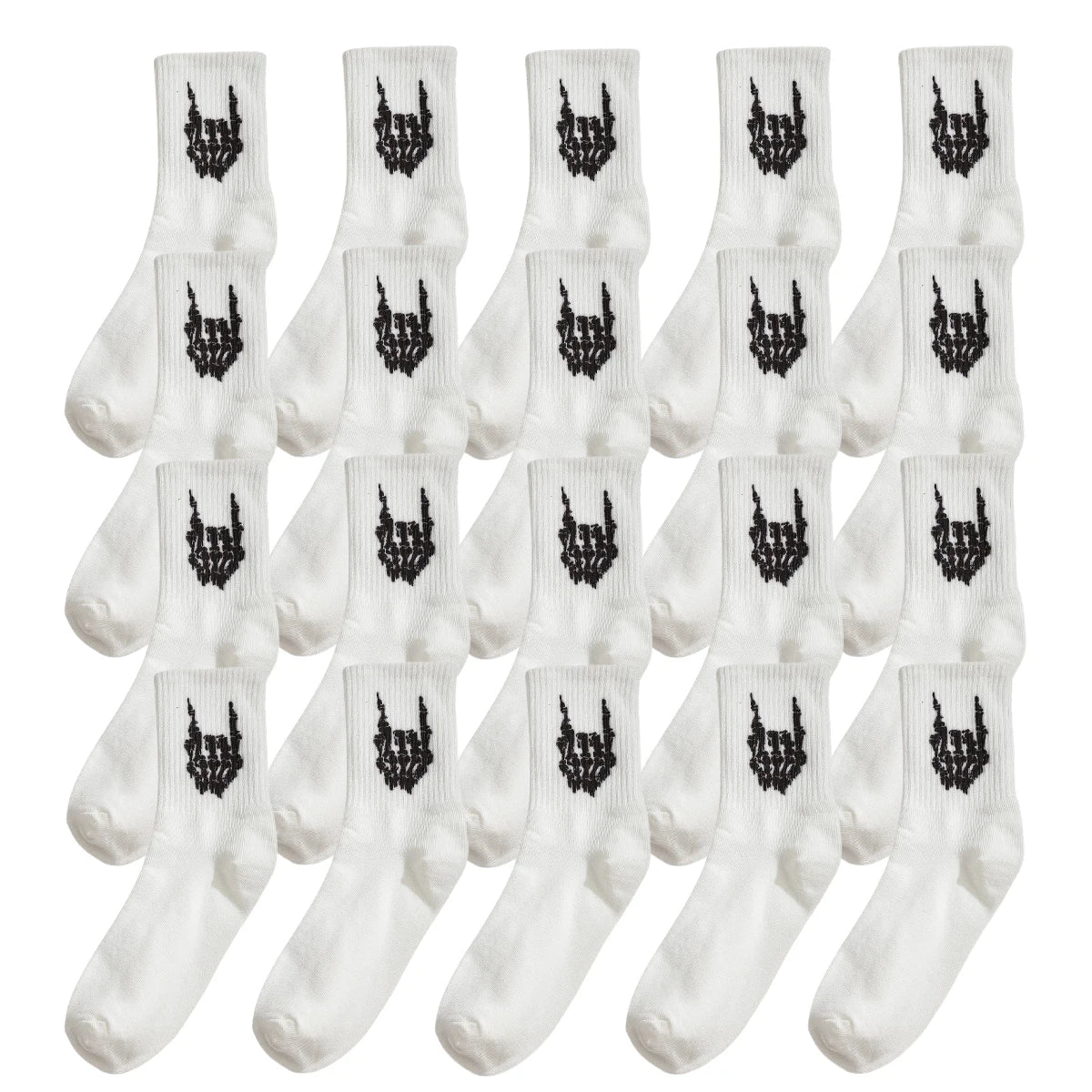 Polyester Elastane Skeleton Hand Print Crew Socks - 8