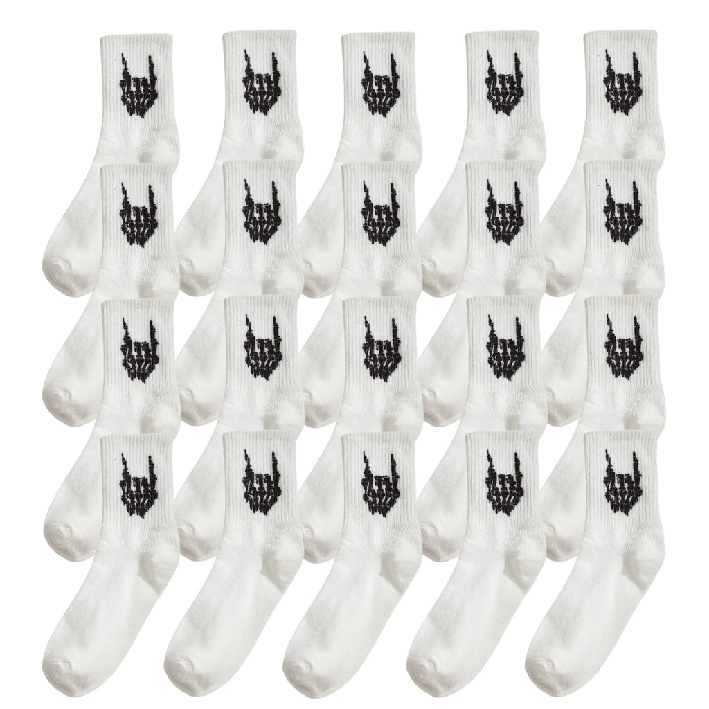 Polyester Elastane Skeleton Hand Print Crew Socks