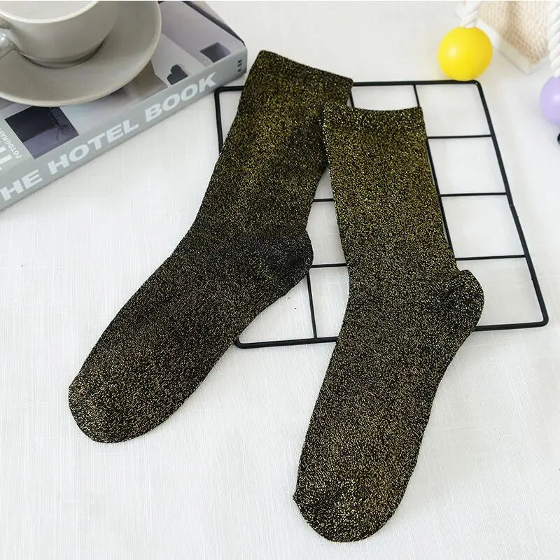 Metallic Knit Women Casual Socks
