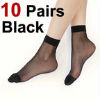 10 Pairs Transparent Nylon Silk Casual Socks