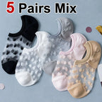 Polyester Elastane Polka Dot Invisible Low Cut Casual Socks