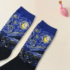 Cotton Blend Crew Socks Casual Printed Footwear