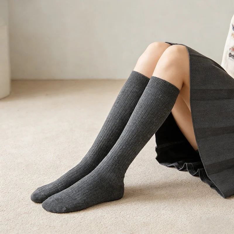 Polyester Elastane Vertical Texture Calf Socks - 6