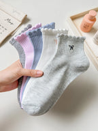 Polyester Elastane Women Low Tube Ankle Socks 5 Pack