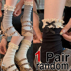 Lace Bow Mid Tube Cotton Blend Casual Socks