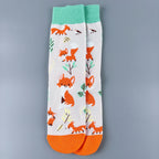 Cotton Blend Fox Pattern Casual Mid Tube Socks