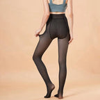 Thermal Fleece Lined Translucent Tights for Women