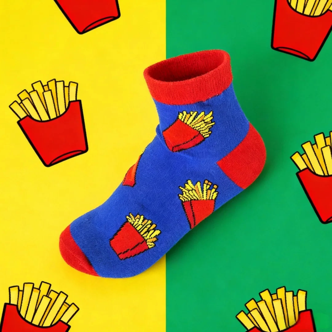Cotton Blend French Fries Print Casual Socks