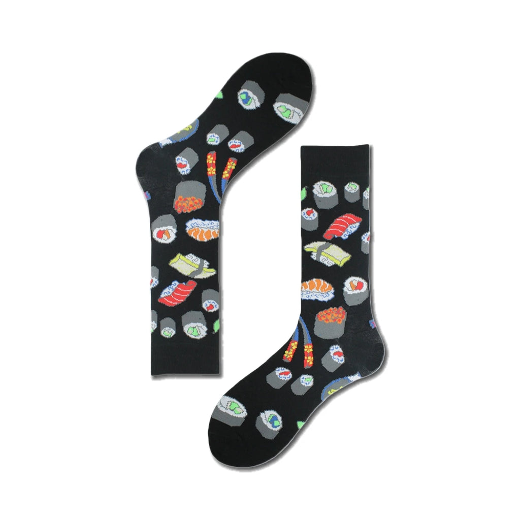 Polyester Elastane Sushi Print Crew Socks