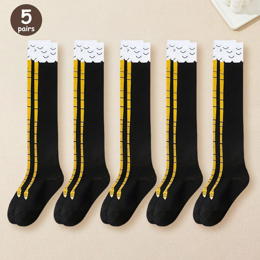 Polyester Spandex Knee High Chicken Claw Novelty Socks