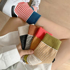 Striped Polyester Elastane Crew Socks Women
