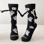 Cotton Ghost Design Magnetic Hand Holding Crew Socks