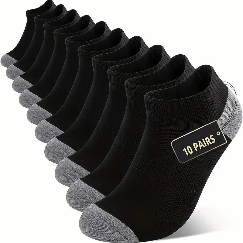 Polyester Elastane Low Cut Athletic Socks 10 Pack - 10