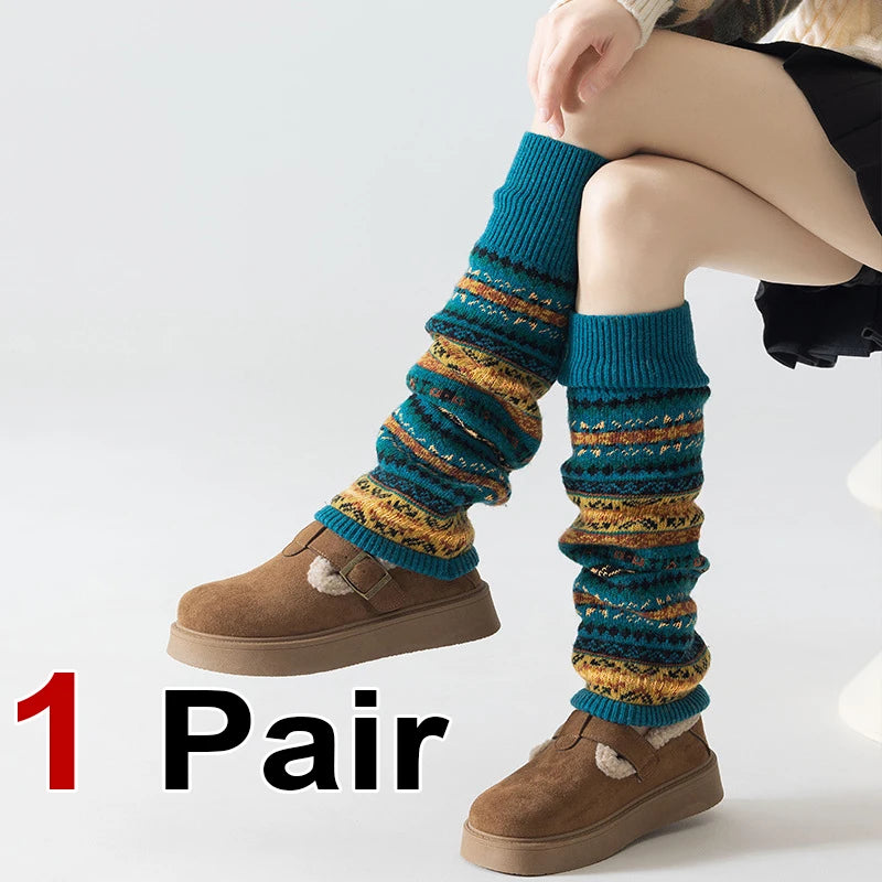 Polyester Bohemian Striped Leg Warmers - 16