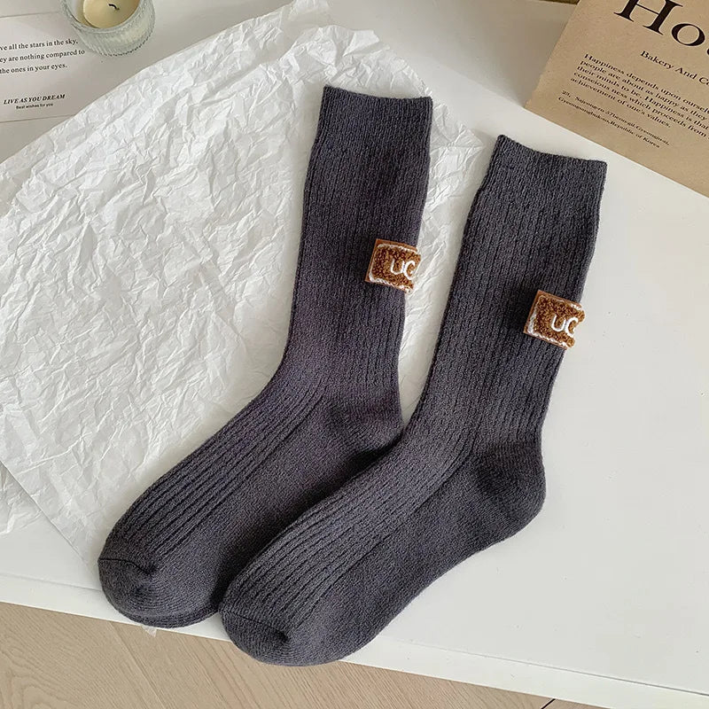 Thickened Polyester Mid Calf Knit Socks