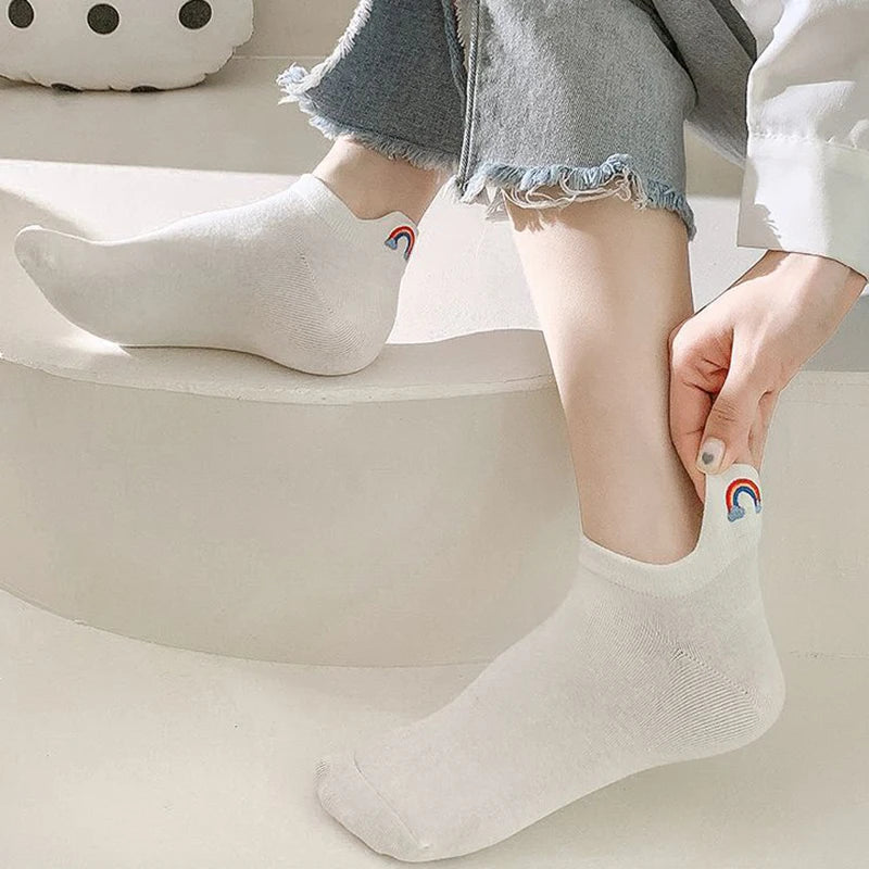 Cotton Embroidered Animal Crew Socks