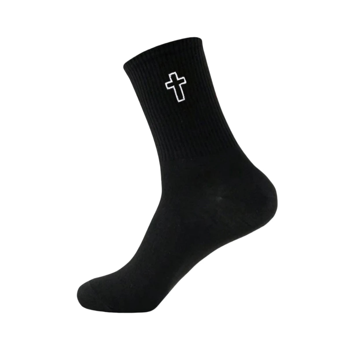 Polyester Elastane Crew Socks Cross Pattern - 5