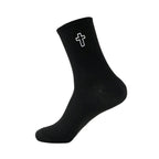 Polyester Elastane Crew Socks Cross Pattern