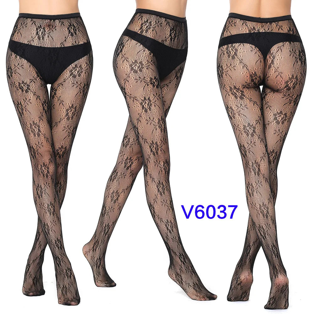 Nylon Spandex Jacquard Patterned Fishnet Pantyhose Tights