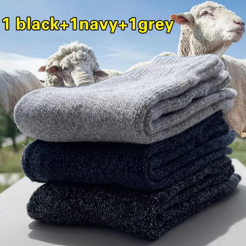 Thick Polyester Elastane Blend Mens Winter Crew Socks - 14