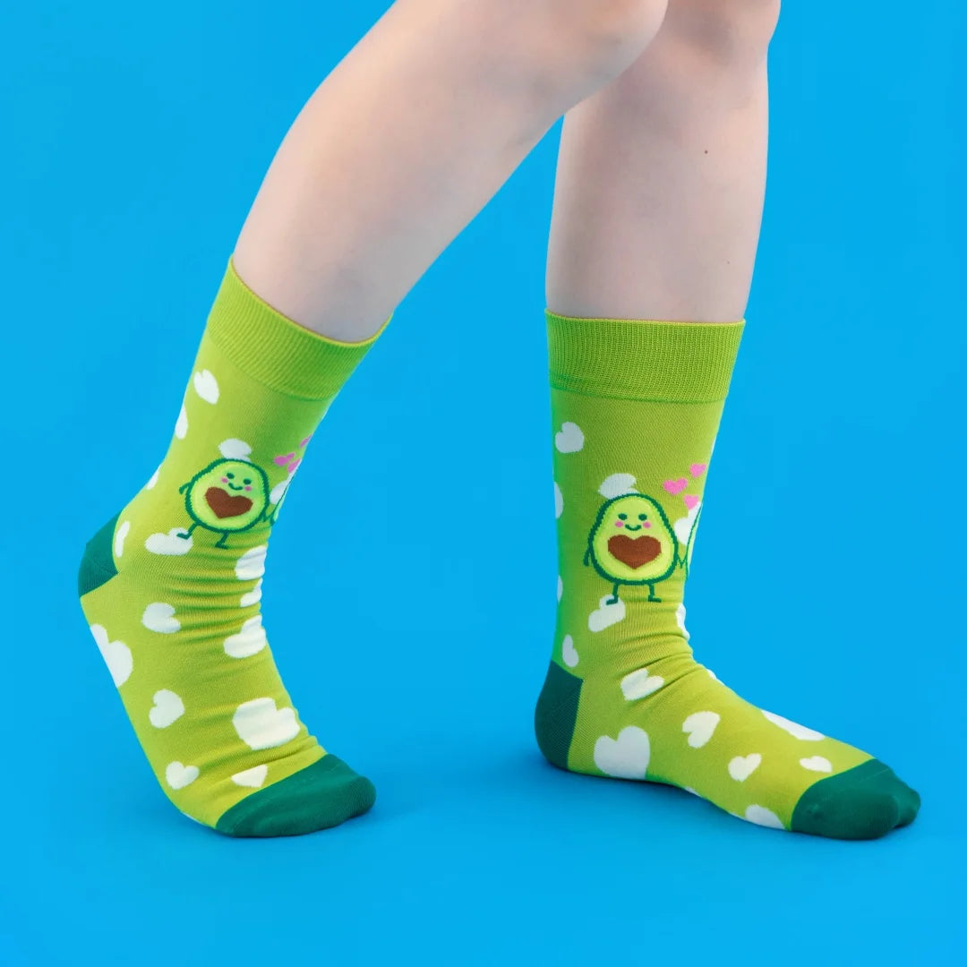 Cotton Blend Avocado Print Mid Calf Socks